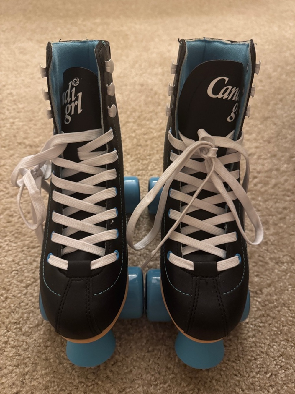 Candi Girl Black & Light Blue Quad Roller Skates 8 - Picture 2 of 5